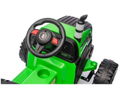 CH9959B Akkumulátoros traktor pótkocsival, világoszöld, 24V