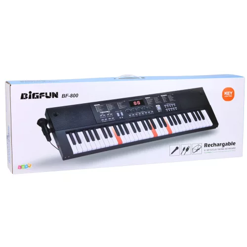 Elektromos zongora mikrofonnal, 200 hanggal, 61 billentyűvel, 78 cm