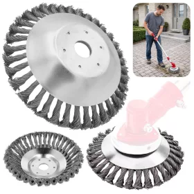   Drótkefe bozótvágóhoz, Bozótvágó, Csavart, Fonott tárcsa, 150mm/25.4mm