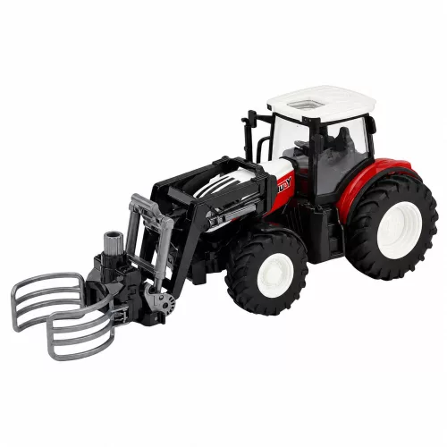 RC piros távirányítású mezőgazdasági traktor bálafogóval 1:24
