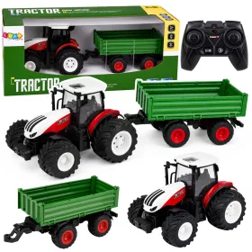   Távirányítású mezőgazdasági traktor billenőpótkocsival, világítással, hanggal 1:24