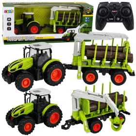   RC Távirányítású traktor erdészeti utánfutóval és rönkfogóval 1:24