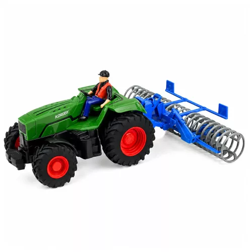 RC Zöld Traktor Úthengerrel és Farmerrel 1:24 Távirányítós