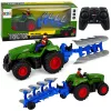 RC traktor ekével és gazdálkodó távirányítós lámpákkal zöld 1:24