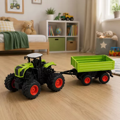 Magasépítési traktor billenő pótkocsival, távirányítású, RC 1:16
