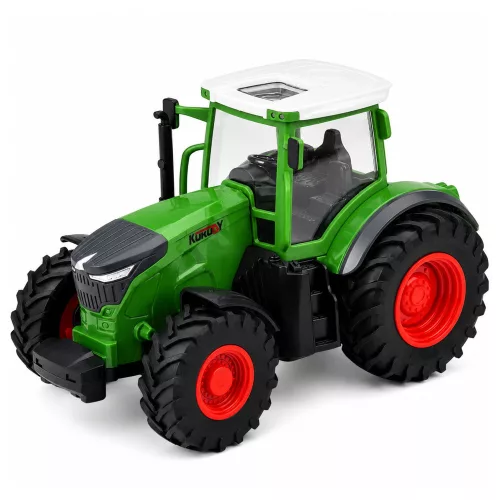 Távirányítású mezőgazdasági traktor billenő pótkocsival és lámpákkal 1:24
