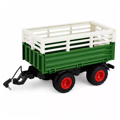 Távirányítású mezőgazdasági traktor billenő pótkocsival és lámpákkal 1:24