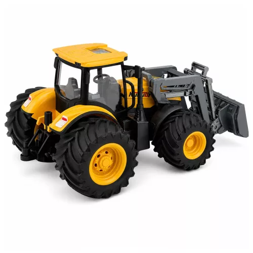 Mezőgazdasági traktor buldózer lámpákkal, sárgán szól 1:24
