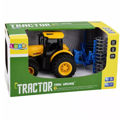 Mezőgazdasági traktor görgős lámpákkal, sárgán hangzik 1:24