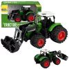 Mezőgazdasági traktor homlokrakodóval, gumikerekekkel, zöld, 1:24