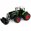 Mezőgazdasági traktor homlokrakodóval, gumikerekekkel, zöld, 1:24