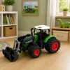 Mezőgazdasági traktor homlokrakodóval, gumikerekekkel, zöld, 1:24