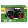 Mezőgazdasági traktor homlokrakodóval, gumikerekekkel, zöld, 1:24