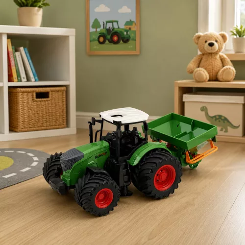 Mezőgazdasági traktor vetőgéppel gumikerekes mezőgazdasági gép 1:24