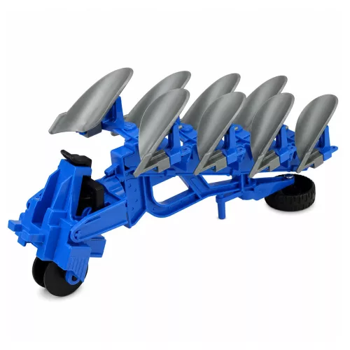 Mezőgazdasági traktor dupla barázdás ekével, gumikerekekkel, zöld, 1:24