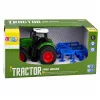 Mezőgazdasági traktor kultivátorral és talajművelő egységgel, zöld színben, 1:24