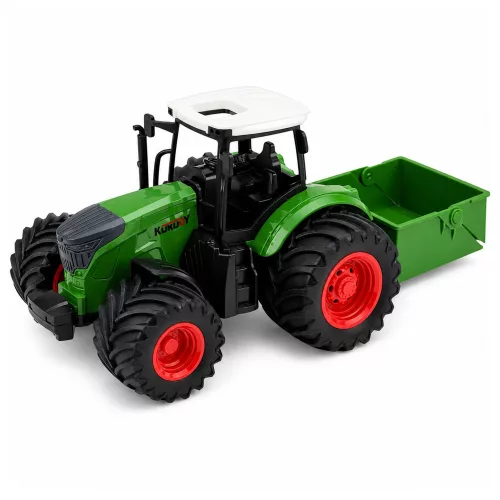 Mezőgazdasági traktor műtrágyaszóróval gumikerekekkel zöld 1:24