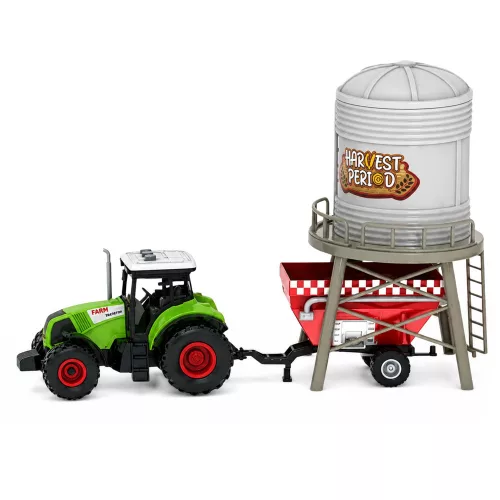 Farmkészlet Traktor Istálló Siló Figurákkal Állatokkal Eszközökkel 49 db.