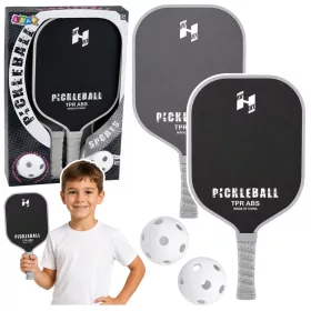   Pickleball tenisz tollaslabda ütő szett 2 labdával, fekete és szürke