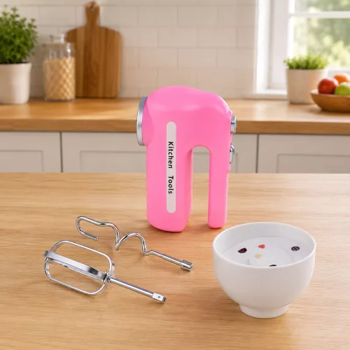 Konyhai szett, gofrisütő, mixer, cserélhető hegyek, fények, rózsaszín hangok