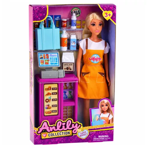 Anlily Doll pénztáros eladó pénztárgép élelmiszerbolt termékek