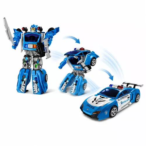 Auto Robot 2in1 Rendőrautó-indító Kis robotok Fények Hangok