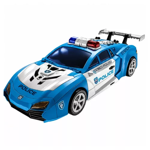 Auto Robot 2in1 Rendőrautó-indító Kis robotok Fények Hangok