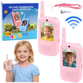   Walkie-talkie gyerekeknek videóbeszélgetés-felvevő kamera rózsaszín