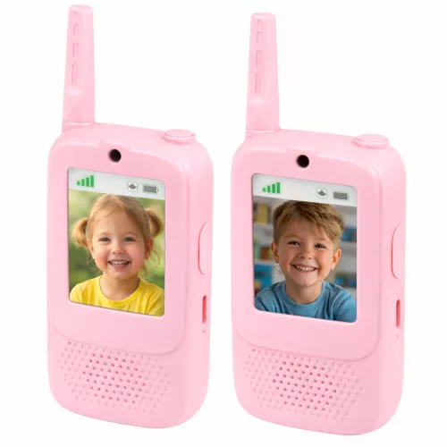 Walkie-talkie gyerekeknek videóbeszélgetés-felvevő kamera rózsaszín