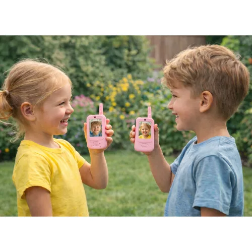 Walkie-talkie gyerekeknek videóbeszélgetés-felvevő kamera rózsaszín