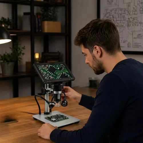 Oktatási digitális mikroszkóp távirányítóval, vezetékes 1200X LCD 7 hüvelykes HD kamera