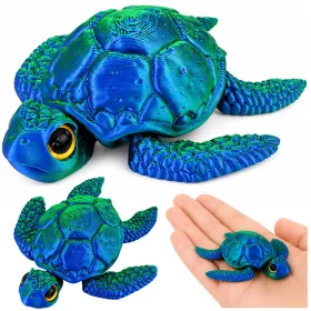   3D tengeri teknős figura mozgatható uszonyokkal és fejjel kék-zöld 8 cm