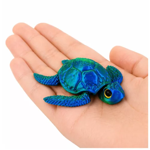 3D tengeri teknős figura mozgatható uszonyokkal és fejjel kék-zöld 8 cm