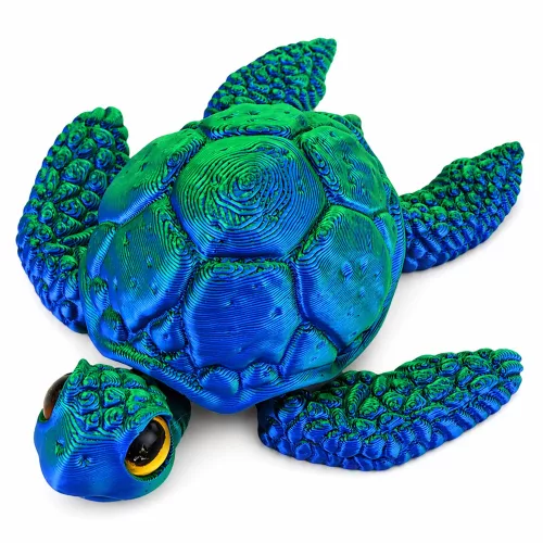 3D tengeri teknős figura mozgatható uszonyokkal és fejjel kék-zöld 8 cm