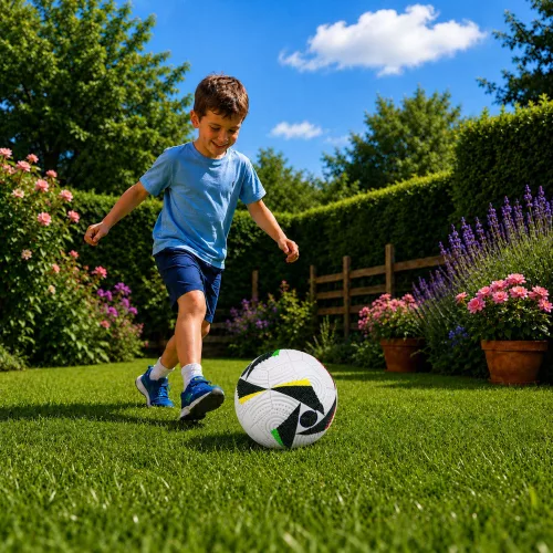 Futball-labda gyepre, fehér, mintás, 22 cm, 5-ös méret
