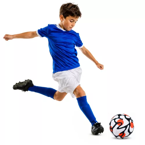 Futball-labda gyeppályára, fehér és narancssárga, 22 cm, 5-ös méret