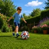 Futball-labda gyeppályára, fehér és narancssárga, 22 cm, 5-ös méret