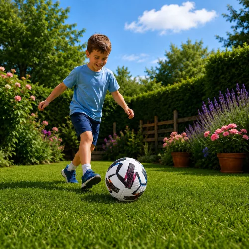 Futball-labda gyepre, fehér, mintás, 22 cm, 5-ös méret