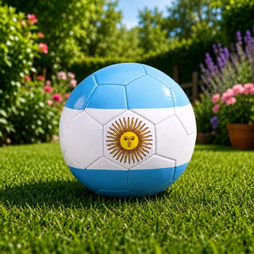 Futball-labda edzőpályára, argentin színek, 22 cm, 5-ös méret