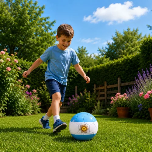 Futball-labda edzőpályára, argentin színek, 22 cm, 5-ös méret