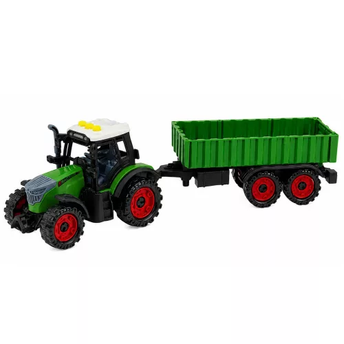 Mezőgazdasági traktor mezőgazdasági pótkocsival, súrlódásos meghajtású lámpákkal, hanggal 35 cm