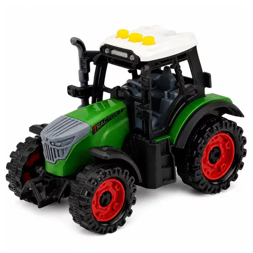Mezőgazdasági traktor mezőgazdasági pótkocsival, súrlódásos meghajtású lámpákkal, hanggal 35 cm