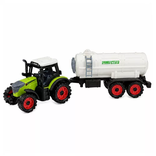 Mezőgazdasági traktor tartálykocsival, súrlódásos meghajtással, mezőgazdasági gép, 34 cm
