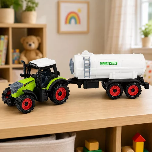 Mezőgazdasági traktor tartálykocsival, súrlódásos meghajtással, mezőgazdasági gép, 34 cm