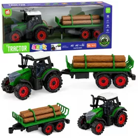   Mezőgazdasági traktor faszállító utánfutóval, súrlódós meghajtással, 35 cm-es bálával