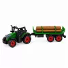 Mezőgazdasági traktor faszállító utánfutóval, súrlódós meghajtással, 35 cm-es bálával