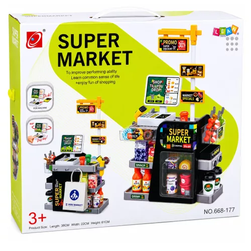Szupermarketi pénztárgép szkenner italadagoló fényekkel és hangokkal 65 db.