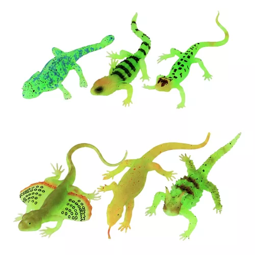 Fluoreszkáló zöld, sötétben világító gyík gumifigura 15cm