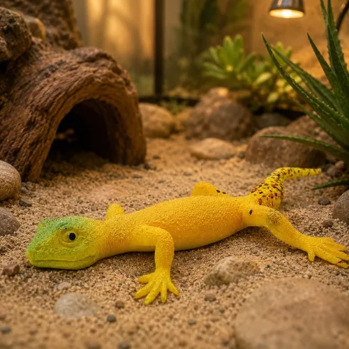 Arany Gekkó Gumifigura Nyújtható Realisztikus Hüllő 15,5 cm