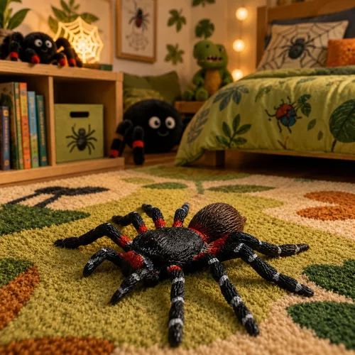Pók Tarantula Gumifigura Nyújtható Realisztikus Fekete 10 cm